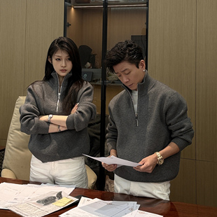 SEASON MARK老钱风商务半拉链立领针织衫休闲百搭通勤长袖毛衣冬