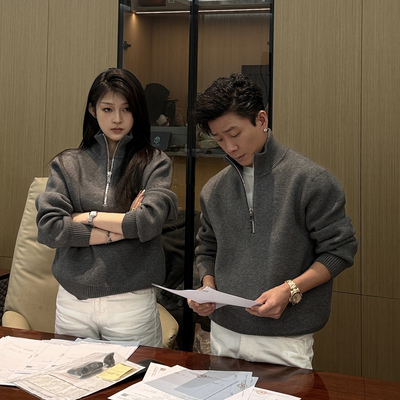 SEASONMARK半拉链立领针织衫