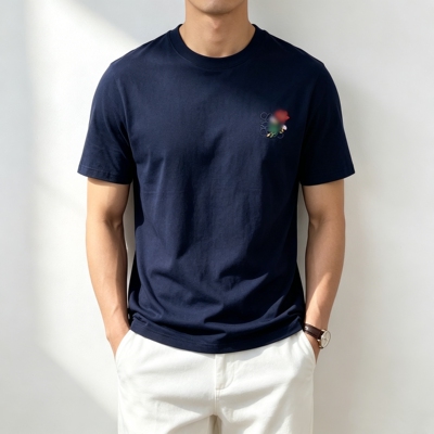 SEASONMARK胸口小花刺绣T恤