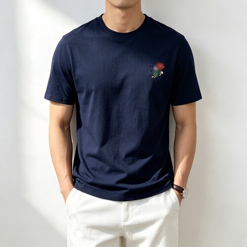 SEASONMARK胸口小花刺绣T恤