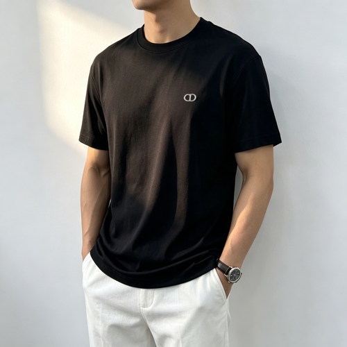 SEASONMARK黑色DO刺绣短袖
