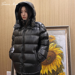 SEASON MARK可拆卸式连帽排骨羽绒服厚款保暖防风羽绒外套白鹅绒