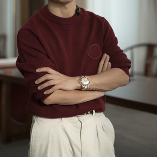 SEASON MARK时尚亲肤长袖针织衫休闲百搭纯色通勤情侣保暖卫衣秋