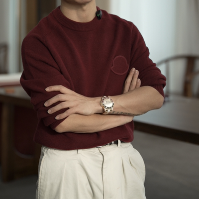 SEASON MARK时尚亲肤长袖针织衫休闲百搭纯色通勤情侣保暖卫衣秋