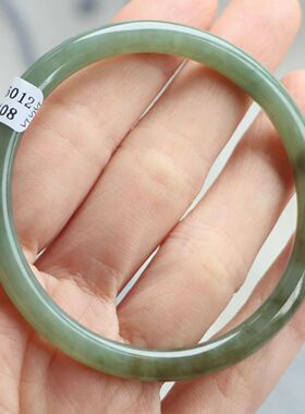 保真天然和田玉手镯55圈口证书1282108且末蓝青糖色 新疆料圆条