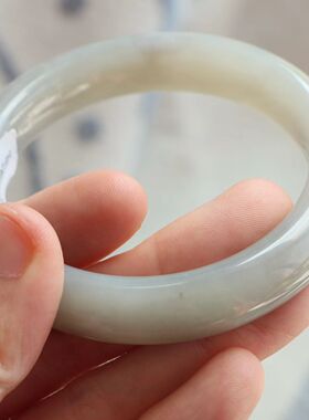 保真天然和田玉手镯57圈口证书编号11400727烟紫色 青海料