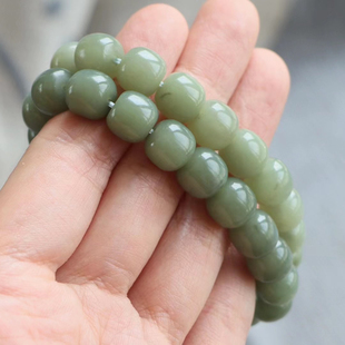 保真和田玉手串和田玉新疆且末料老型珠单圈 深浅两个色可选