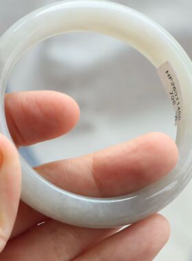 保真天然和田玉手镯56圈口证书编号11400706和田玉烟白色 青海料