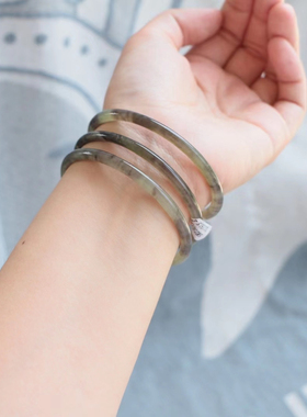 玉手镯3支圈口58冰紫色叮当镯 （证书编号121415 青海料