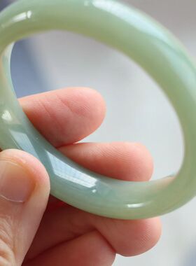 保真天然和田玉手镯50圈口证书编号1140901且末蓝青色 新疆且末料