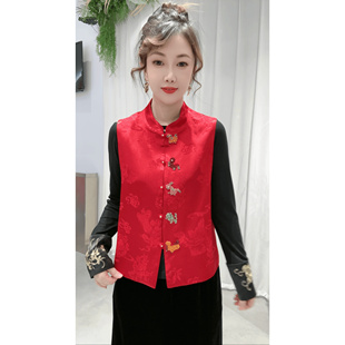 【彩虹马】重工立领烫钻马甲欧货2026春季新款时髦气质马夹女坎肩