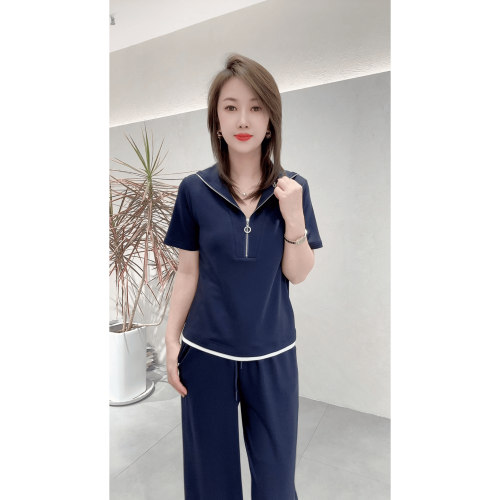 2026夏季新款短袖T恤配弯刀裤长裤时尚套装减龄女凉快休闲两件套