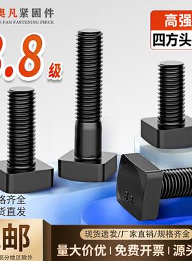 8.8级四方头T型螺丝/GB8方头T形槽压板螺栓螺杆M8M10M12M20M30