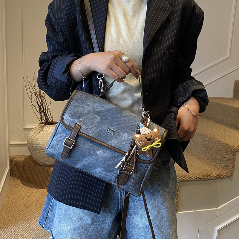 撞色百搭学院风双肩包女士2026新款潮流时尚小众大学生单肩斜挎包