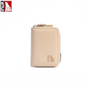 Inuk简约休闲证件卡包男女款短款拉链钱包mini手持多层卡夹