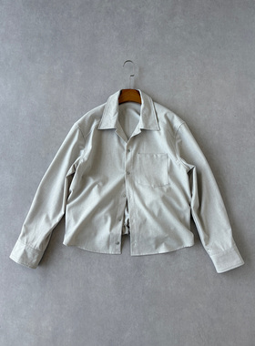 H1c 澈影*下摆抽褶亚麻花纱斜纹肌理衬衫夹克 微阔剪裁/优雅松弛