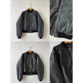 力量 油亮黑 廓形MA1 H1c Bomber短款 皮衣棉服 蜡染灰 肩型修饰
