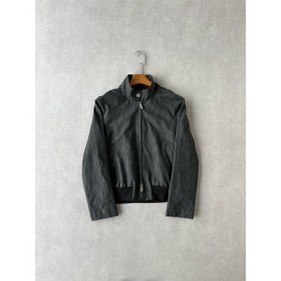 特殊工艺 H1c 合身双拉链皮衣夹克 蜡染皮哈灵顿短款 挺括质感 雾