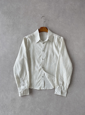 H1c 条纹*天丝亚麻高智感Boxy长袖衬衫 硬挺有型/优雅松弛
