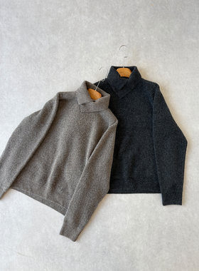 H1c 双层领*高领羊毛混纺针织毛衣打底长袖 多形态领口/软糯亲肤