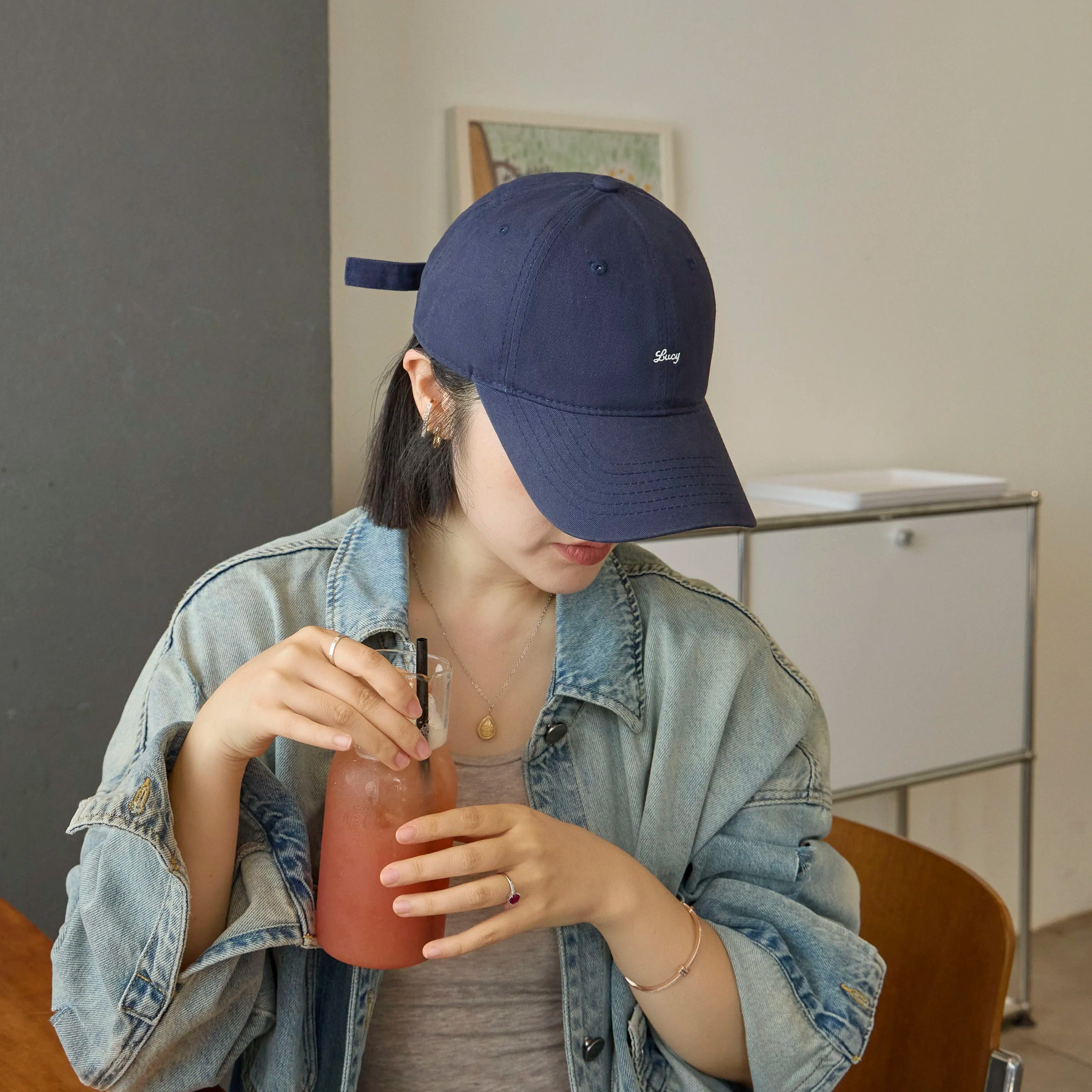 美式复古字母棒球帽女高级感宽檐大头围显脸小百搭鸭舌帽