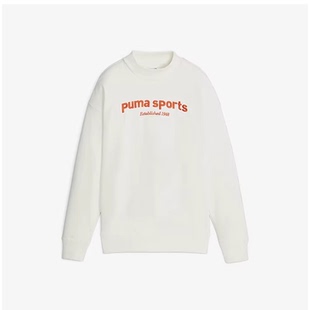 PUMA 字母刺绣加绒加厚圆领套头卫衣 女款 白色625305-65