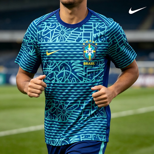Nike满印图案圆领套头短袖足球衣男款蓝色FJ2723-445