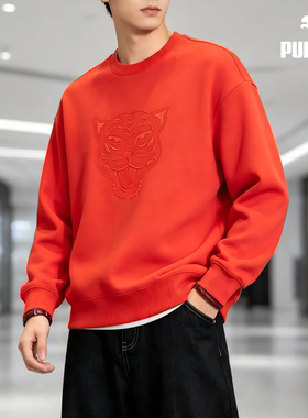PUMA彪马柔软舒适保暖耐磨圆领卫衣 男女同款 红色621828-05