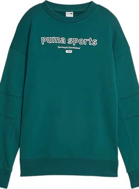 PUMA彪马 TEAM CREW 字母印花套头针织卫衣 女款 绿色623482-43