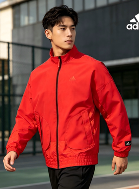 adidas Cm Com Wv Jkt 运动休闲立领夹克男款红色HZ3039