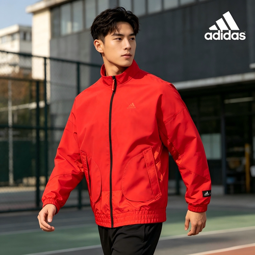 adidas Cm Com Wv Jkt 运动休闲立领夹克男款红色HZ3039