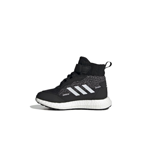 adidas BTWElK耐磨高帮儿童跑步鞋黑白儿童款FZ2505