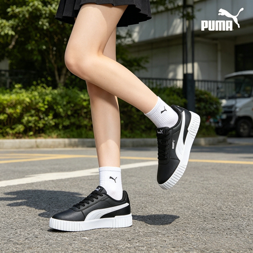 PUMA彪马 Carina 2.0 皮革 低帮 板鞋 女款 黑白385849-10