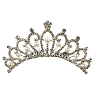 皇冠公主韩式头饰学生礼服配饰儿童女童生日演出走秀演出发饰白色