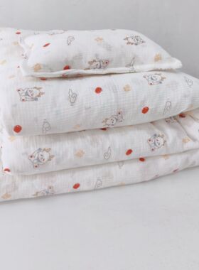 定做婴儿纯棉绉纱泡泡纱棉花包被褥子垫被襁褓被褥两件套可拆洗