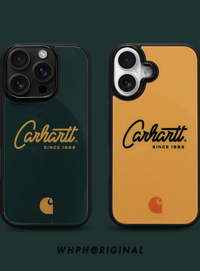 潮牌新款适用于iPhone17promax磁吸手机壳高级感苹果16光面玻璃壳15Pro小众情侣款14墨绿色13标签防摔保护套