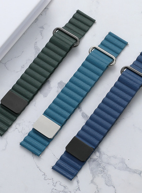 适用fitbit versa1/2/3/4皮质磁吸表带蜚比sense竹节腕带易扣易拆