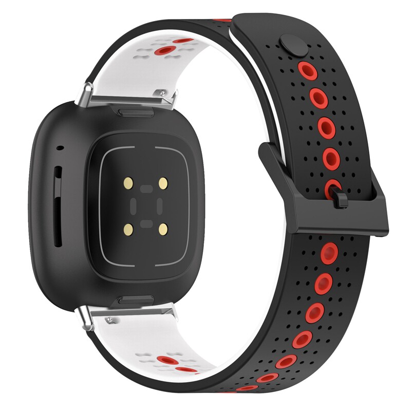 适用fitbit versa1/2/3/4硅胶表带sense1/2双色彩孔腕带防水透气