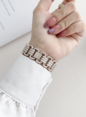 适用fitbit versa3/4金属表带sense1/2不锈钢三排U槽腕带星光色