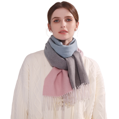 30cm粗纺渐变纯羊绒围巾小披肩女