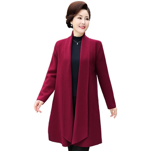 中老年喜宴胖妈妈婚宴装礼服冬加肥加大码高贵红色喜婆婆外套大衣