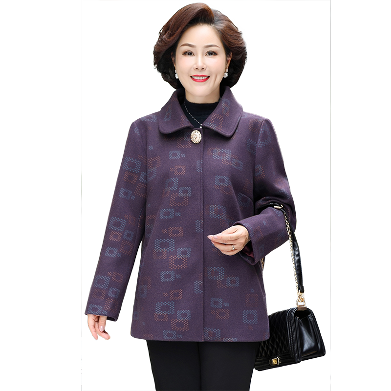 200斤胖妈妈呢子中老年风外套