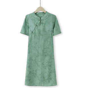 夏特加大码加肥中长国风连衣裙新中式200斤胖妈妈改良旗袍中老年