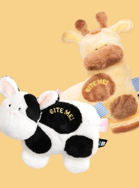 现货韩国biteme宠物狗狗可爱毛绒长颈鹿奶牛发声玩具