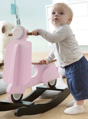 比利时Childhome儿童木质摇摇马宝宝生日礼物防摔侧翻卡通车造型