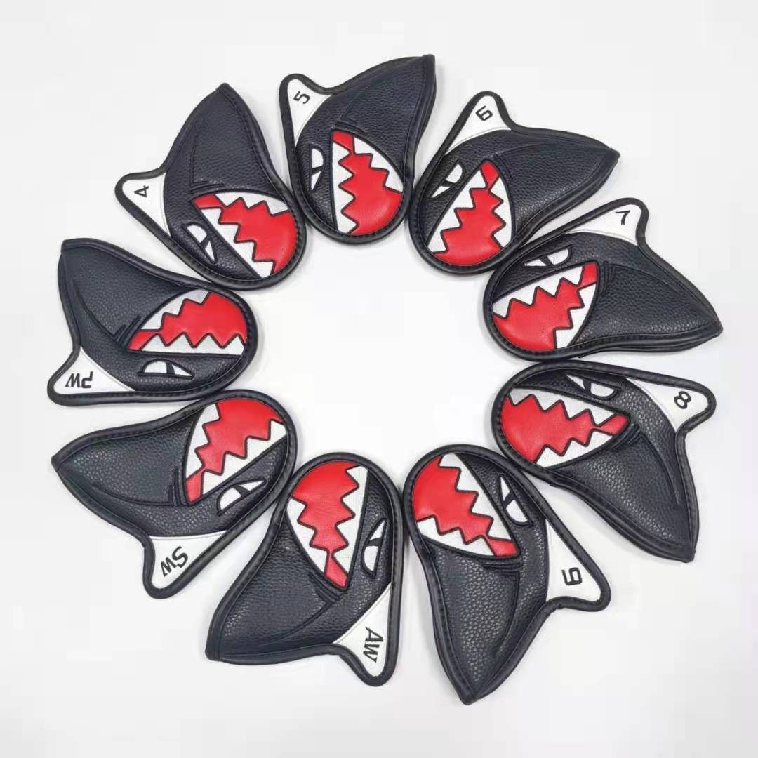 韩版新款鲨鱼高档高尔夫球杆套 杆头套保护套头帽套铁杆套