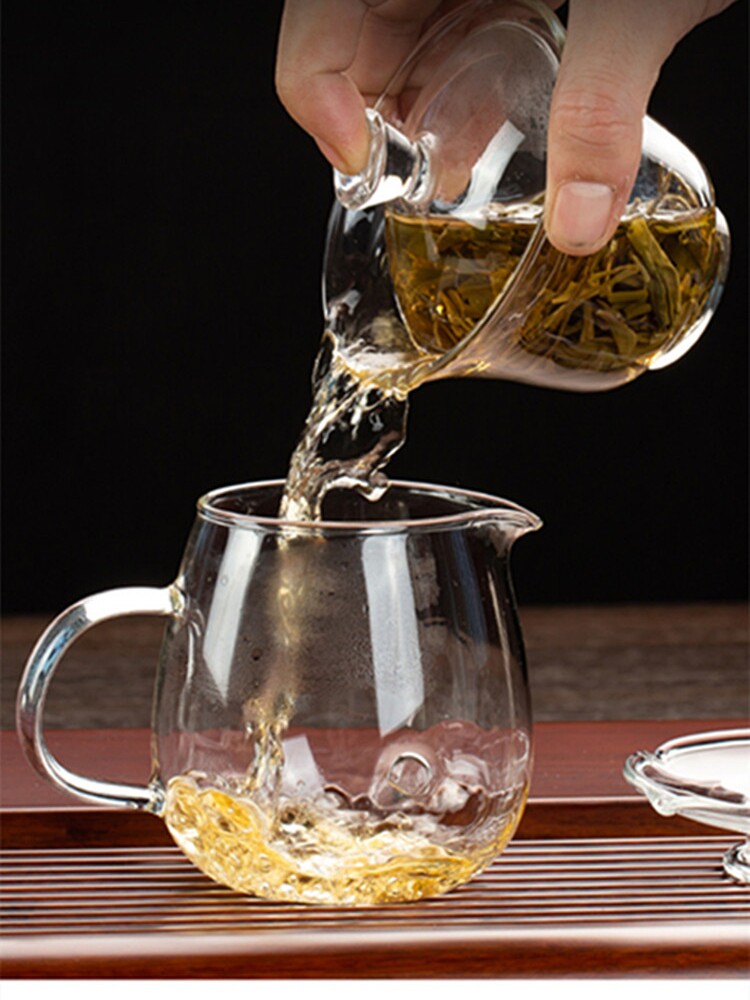 加厚耐热玻璃公道杯直身茶海功夫茶具分茶器带嘴水杯透明玻璃公杯