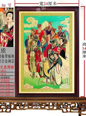 十一曜星君神像挂画新中式玄关画客厅装饰画铝合金挂画摆件