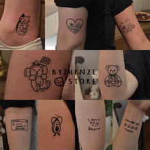 BYZHENZI榛子本铺24张ins童趣卡通持久韩风线条暗黑可爱纹身贴
