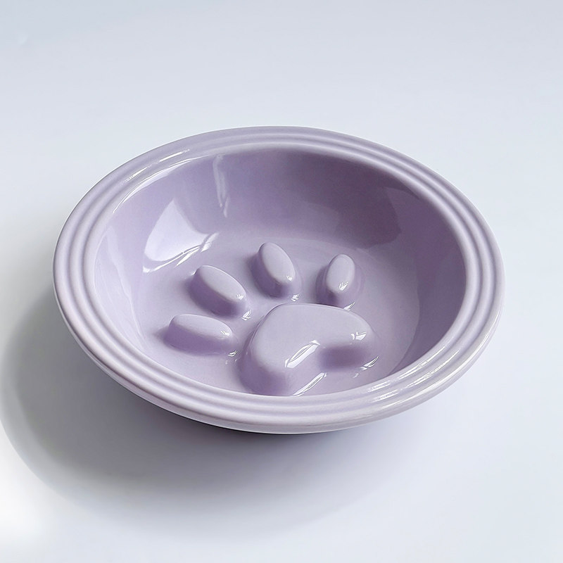 条纹护边猫爪造型慢食盘